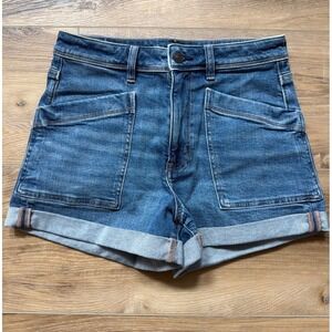 American Eagle Mom Shorts Womens 6 High Rise Cuffed Denim Stretch Jean Shorts